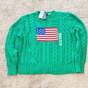 Polo Ralph Lauren Cotton Crewneck pullover sweater Green/ Billiard